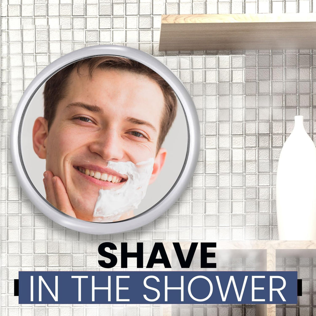 MIRRORVANA Anti Fog Mirror for Shower - Fogless, Shatterproof Shaving Mirror with 360° Swivel and Adjustable Suction Cup - 6.7" x 6.7" Round (Classic Chrome)