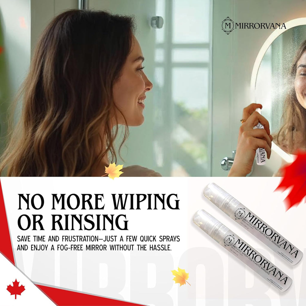 MIRRORVANA Anti Fog Spray for Shower Mirror (2 Bottles) - Maintains Fog Free Bathroom Shaving Mirrors for Men and Women - Long-Lasting Protection from Fogging for a Crystal Clear Reflection (7 ml)