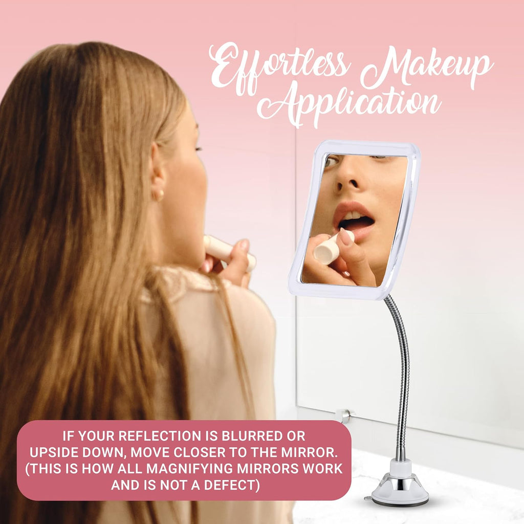 MIRRORVANA 10X Magnifying Makeup Mirror - Flexible Design with Adjustable Gooseneck and Suction Cup, 2-in-1 Tabletop and Wall-Mounted for Vanity or Bathroom Use - 6.3" x 6.3" (Square)