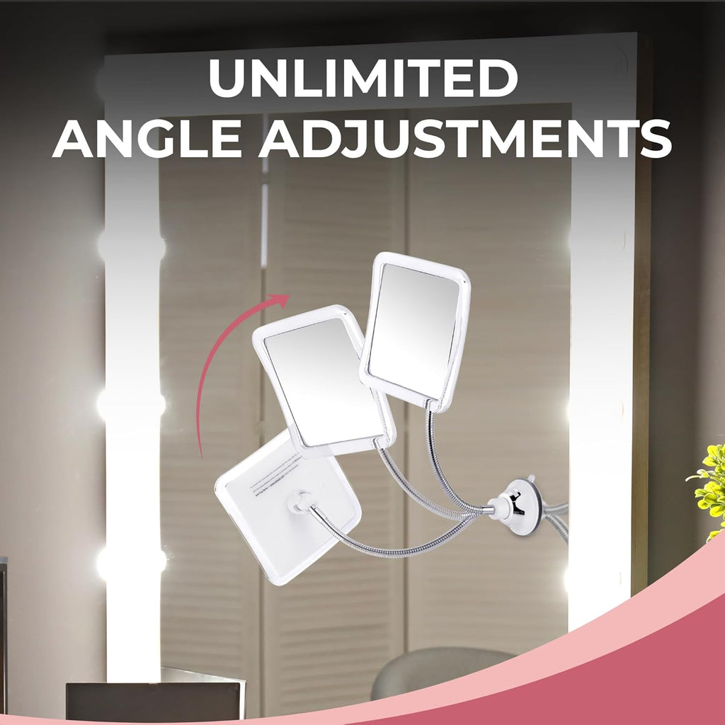 MIRRORVANA 10X Magnifying Makeup Mirror - Flexible Design with Adjustable Gooseneck and Suction Cup, 2-in-1 Tabletop and Wall-Mounted for Vanity or Bathroom Use - 6.3" x 6.3" (Square)