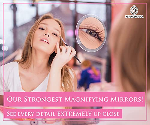 MIRRORVANA Magnifying Mirror Set Combo with 3 Suction Cups Each - Compact & Travel Ready (Glass (20X & 10X))