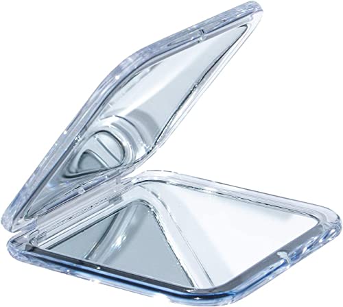 Small Compact 15X Magnifying Mirror for Travel - Handheld, Foldable & Very Lightweight - Mini Pocket-Sized Magnified Mirror for Purse - Square 3.3” x 3.3”