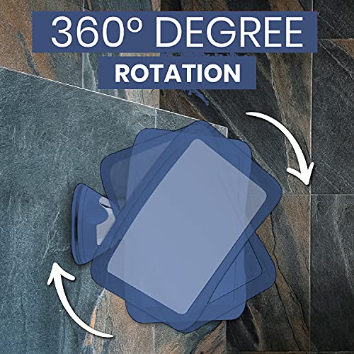 MIRRORVANA Fogless Shower Mirror for Shaving with Upgraded Suction, Anti Fog Shatterproof Surface and 360° Swivel, 1X Magnifying, 6.3 x 6.3 Inch (Blue)