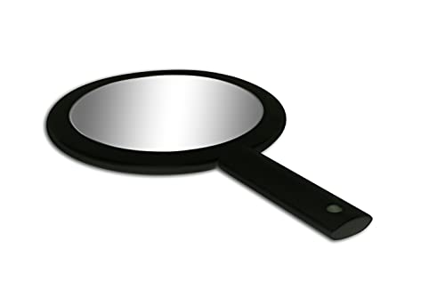Cute & Small Hand Mirror, Round Double Sided Handheld Mirror with Handle, Lightweight and Portable for Travel, 10" Long (Black)