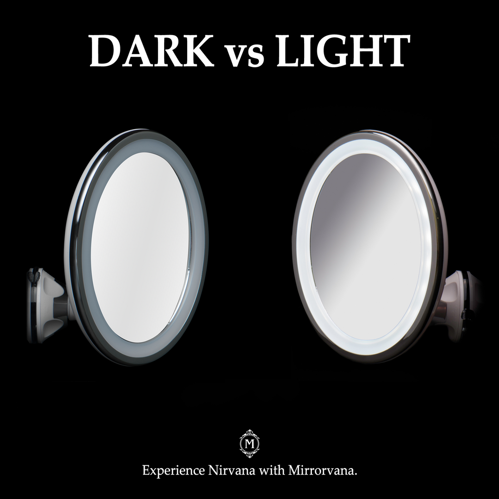 LightLUXE 5X Lighted Magnifying Makeup Mirror w/ Bright LED Lights, 360* Swivel, Locking Suction Cup & Unique Oval Countertop Vanity Design