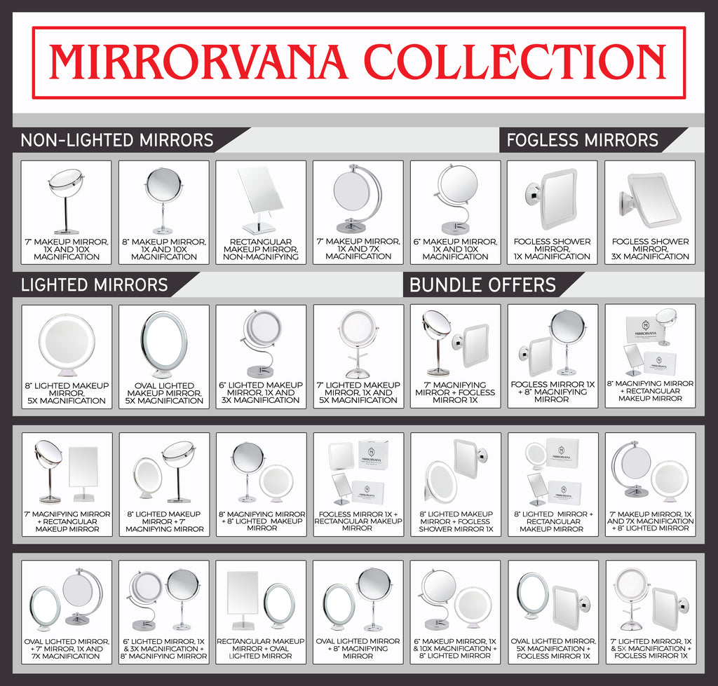 LightLUXE 5X Lighted Magnifying Makeup Mirror w/ Bright LED Lights, 360* Swivel, Locking Suction Cup & Unique Oval Countertop Vanity Design