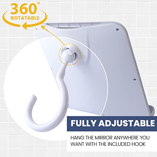 SDlumeiy Fogless Shower Mirror Includes 1 Adhesive Hooks 1Shaver Hook  Frameless Shower Mirror Anti-Fog Shower