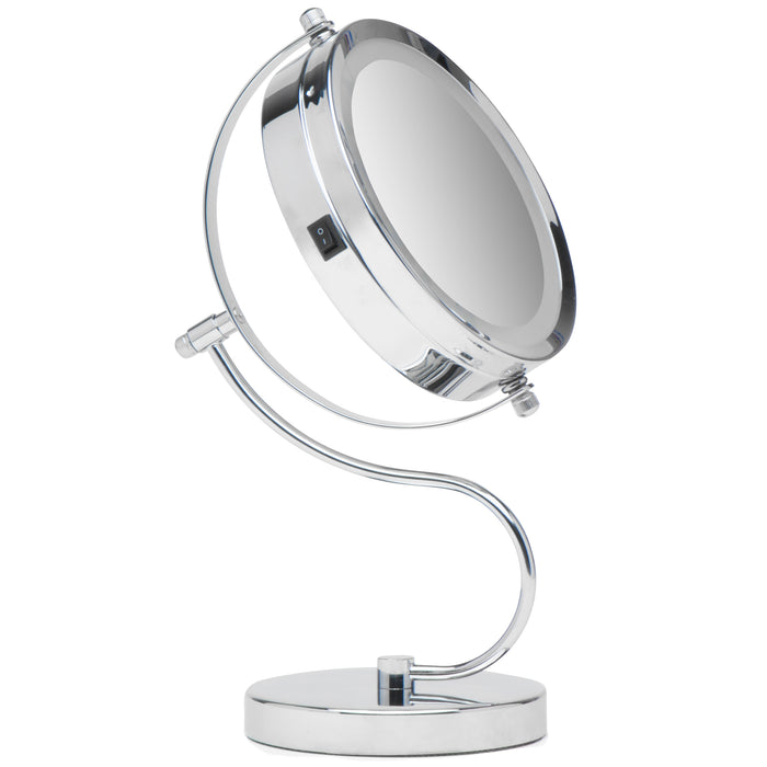 Bright N Curvy Double-Sided Lighted Makeup Mirror w/1x 3x Magnification for Vanity Countertop, 6-Inch