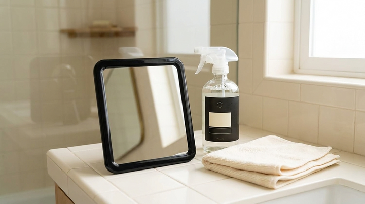 What product should I use to clean a fog-free shower mirror?