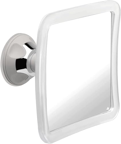 Fogless Shower Mirror for Shaving with Suction Mount (White with Gray Suction)
