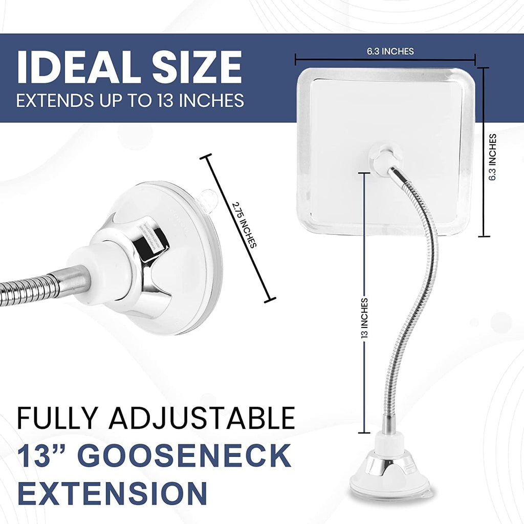 Fogless Shower Mirror with 360° Flexible Gooseneck (Transparent) - MVM7A7X - Case Pack of 36