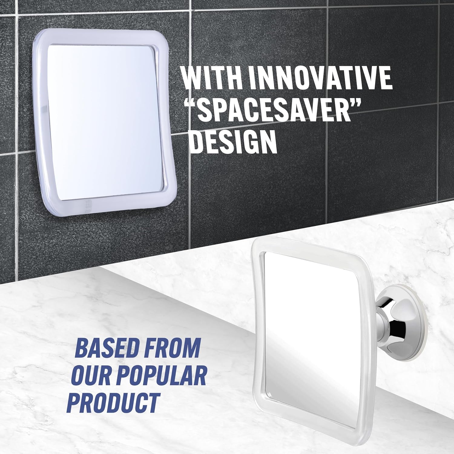 Small Travel Fogless Shower Mirror with Suction Cups (Transparent) - MVSSF53A1X - 72 Units Per Carton