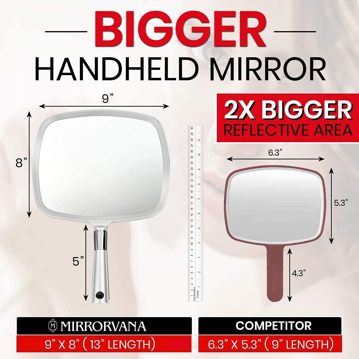 Large Hand Mirror with Comfy Handle, Pack of 5 (Silver)