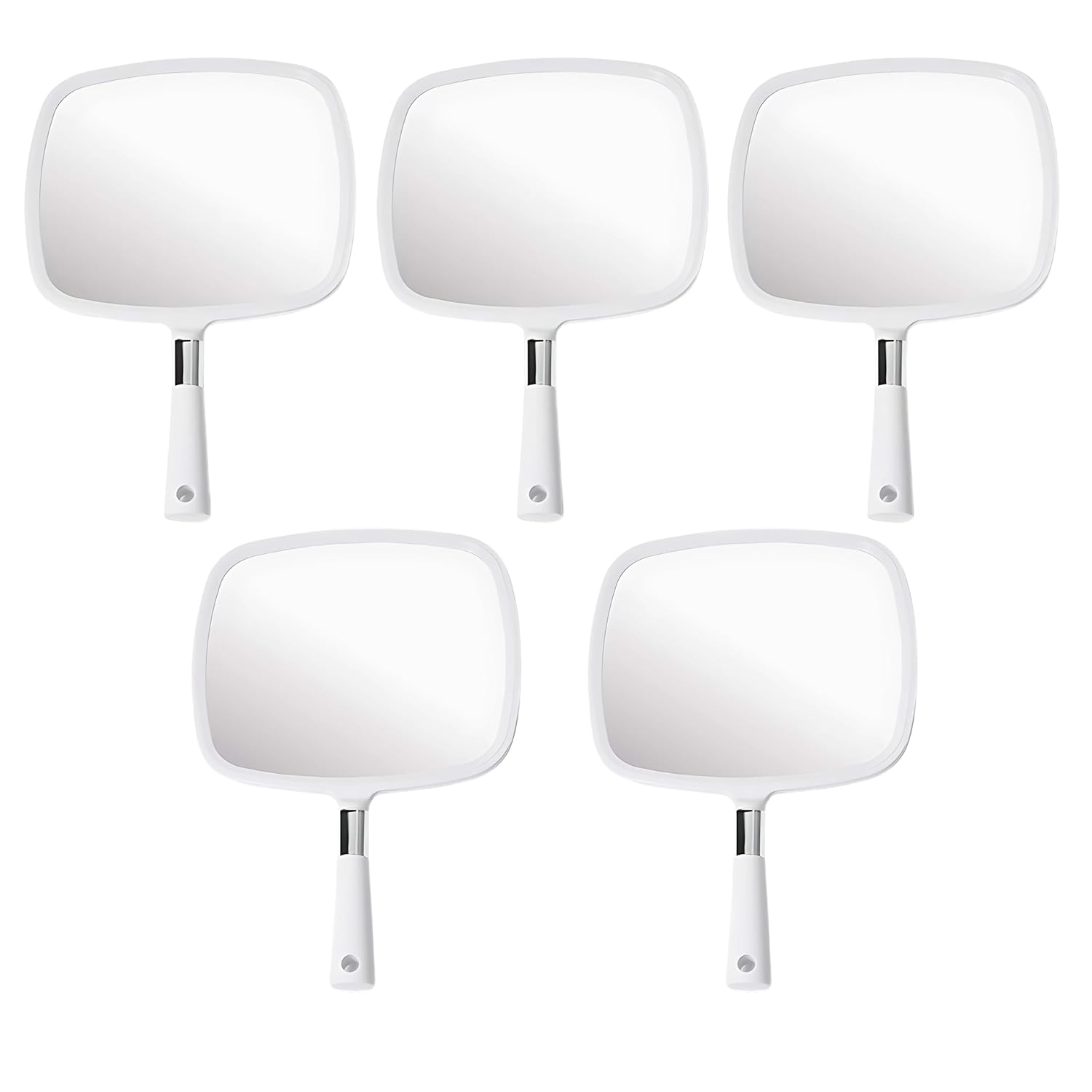 Large Hand Mirror with Comfy Handle, Pack of 5 (White)