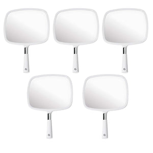 Large Hand Mirror with Comfy Handle, Pack of 5 (White)