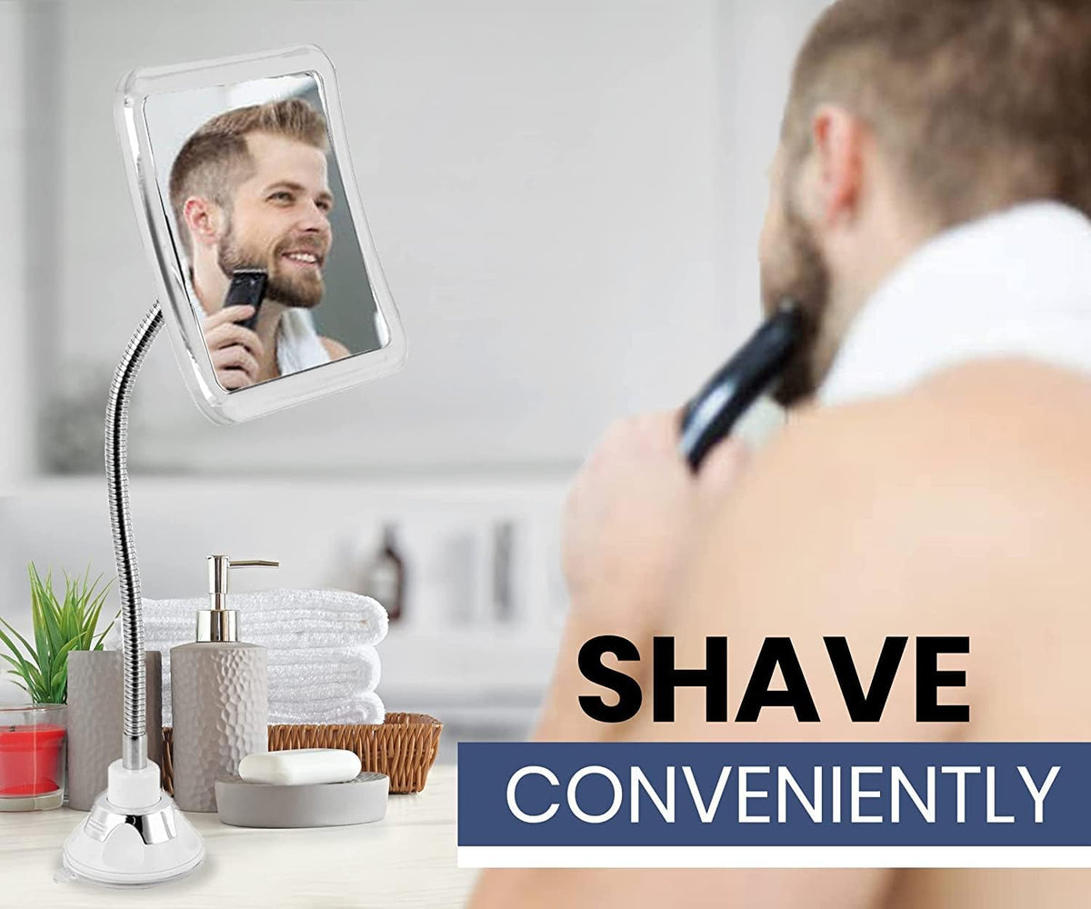 Anti Fog Flexible Gooseneck Shower Mirror, 6.3" x 6.3" - MVM7A7X - 36 Units Per Carton