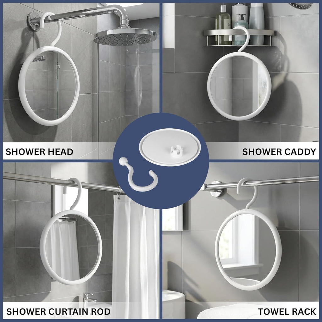 Round Hangable Fogless Shower Mirror (White) - MVCFHK67A1X - Case Pack of 60