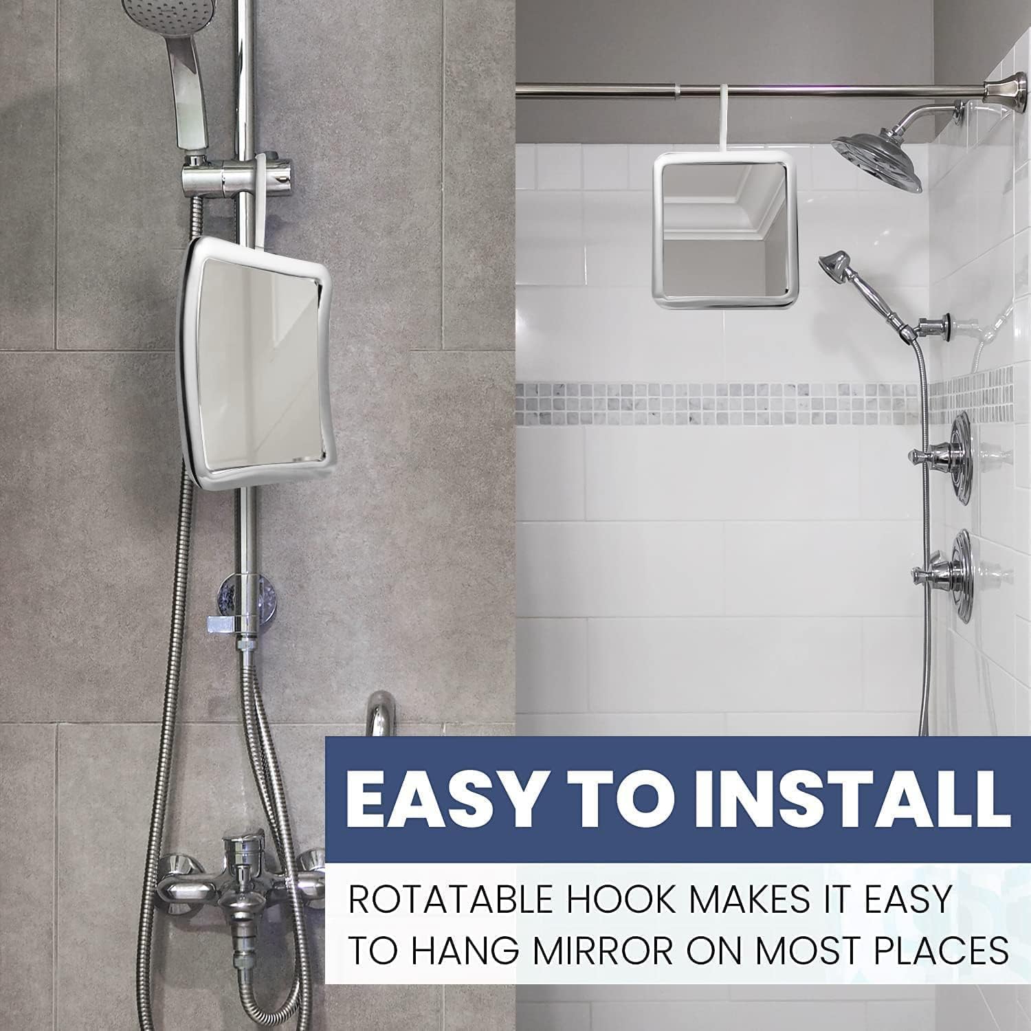 Hangable Fogless Shower Mirror for Shaving (Chrome)