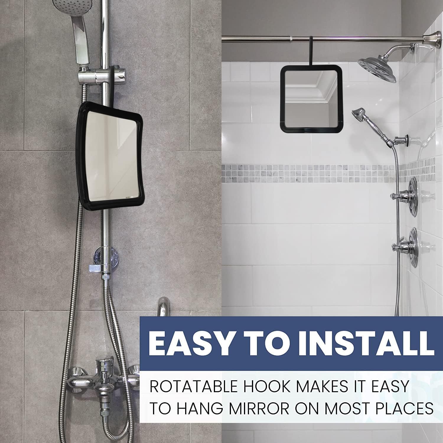 Hangable Fogless Shower Mirror (Black) - MVSFHK63K1X - 60 Units Per Carton
