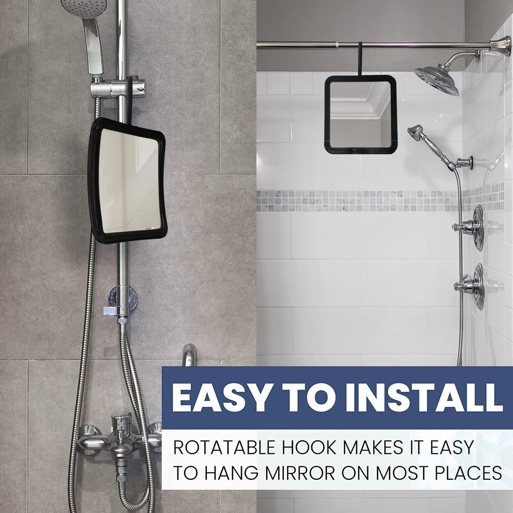 Hangable Fogless Shower Mirror (Black) - MVSFHK63K1X - Case Pack of 60