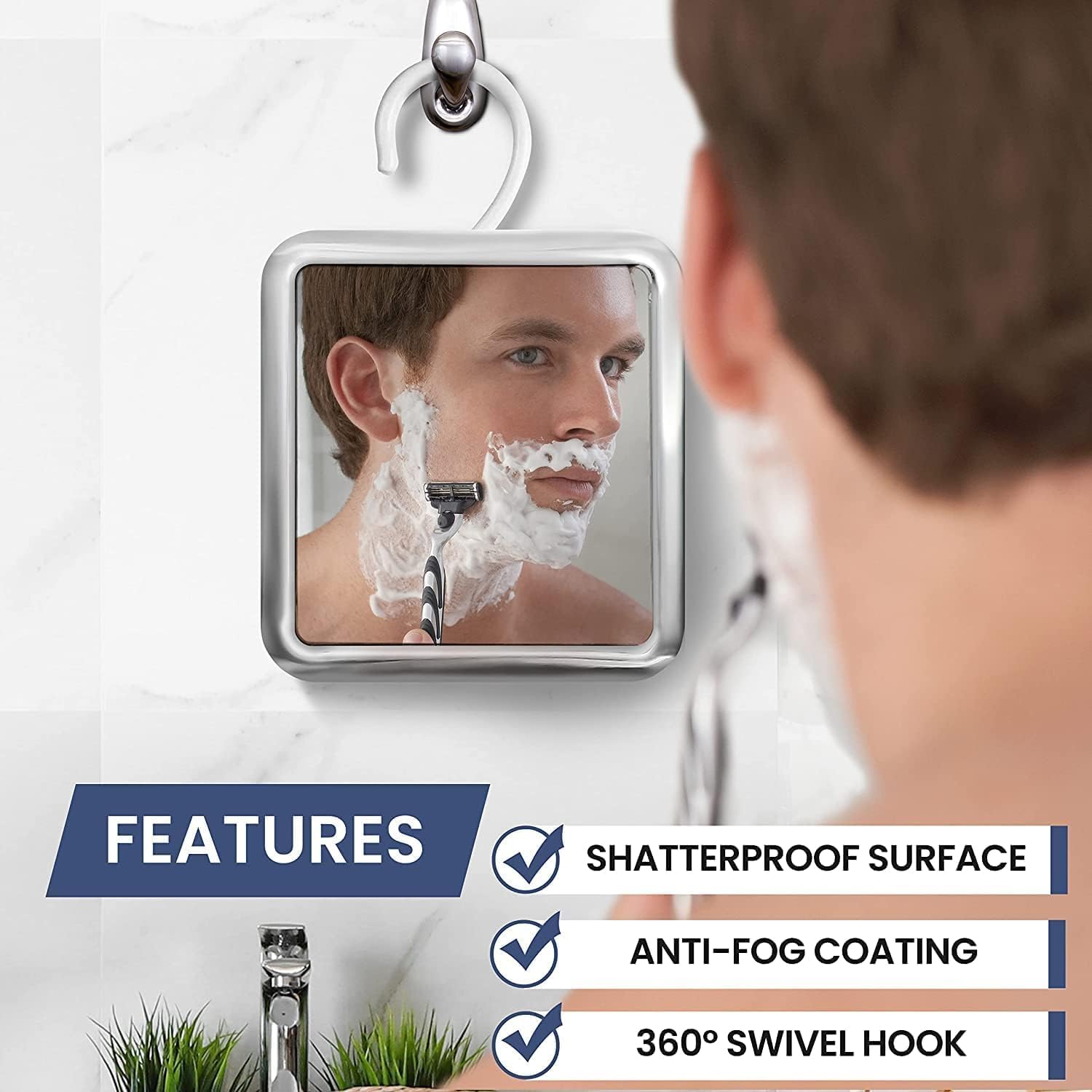 Hangable Fogless Shower Mirror (Chrome) - MVSFHK63CH1X - 60 Units Per Carton