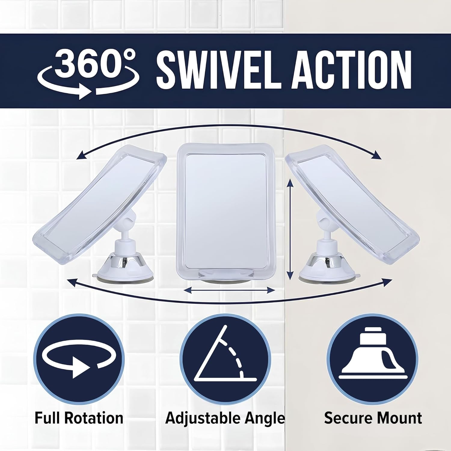 Fogless Shower Mirror for Shaving with Suction Mount (Clear)