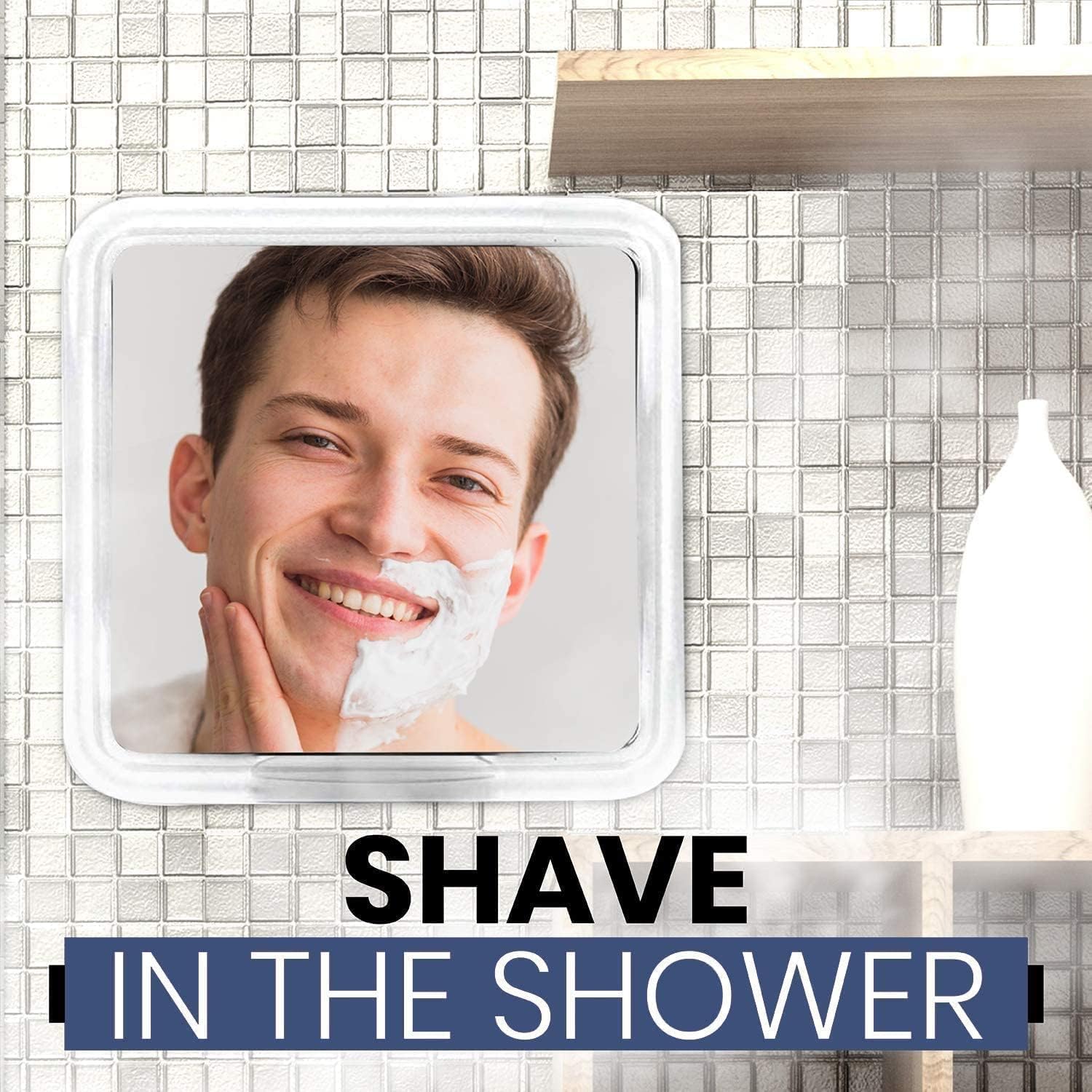 3X Magnifying Fogless Shower Mirror with Suction Mount (Transparent)