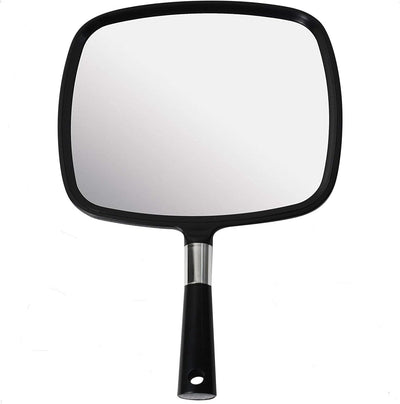 Large Hand Mirror with Comfy Handle, 9" x 13" (Black)