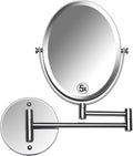 Oval Wall Mount Mirror with 13" Extendable Arm, 5X & 1X Magnification