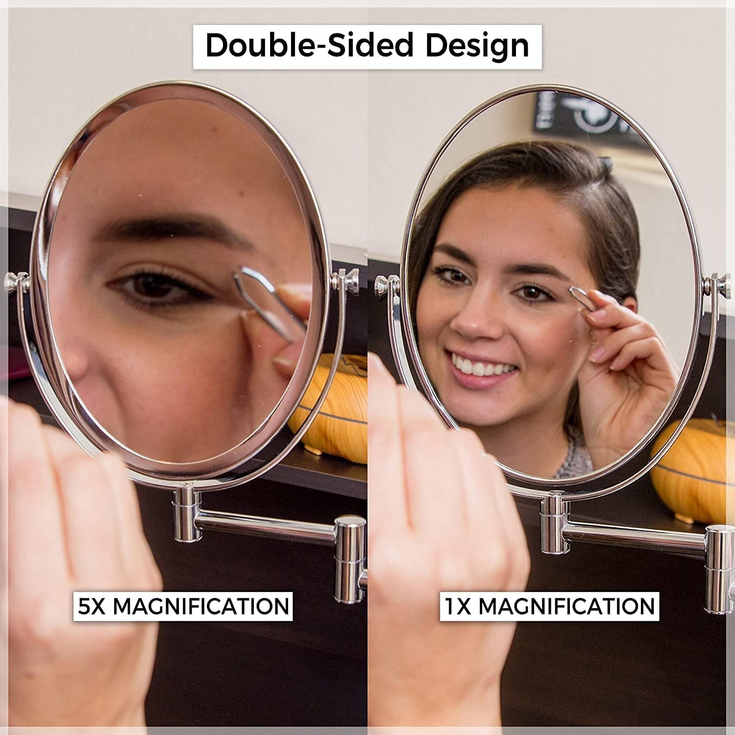 Oval Wall Mount Bathroom Mirror with 13" Extendable Arm - MVOW76A5X - 8 Units Per Carton