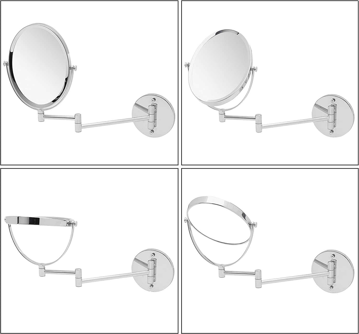 Oval Wall Mount Mirror with 13" Extendable Arm, 5X & 1X Magnification