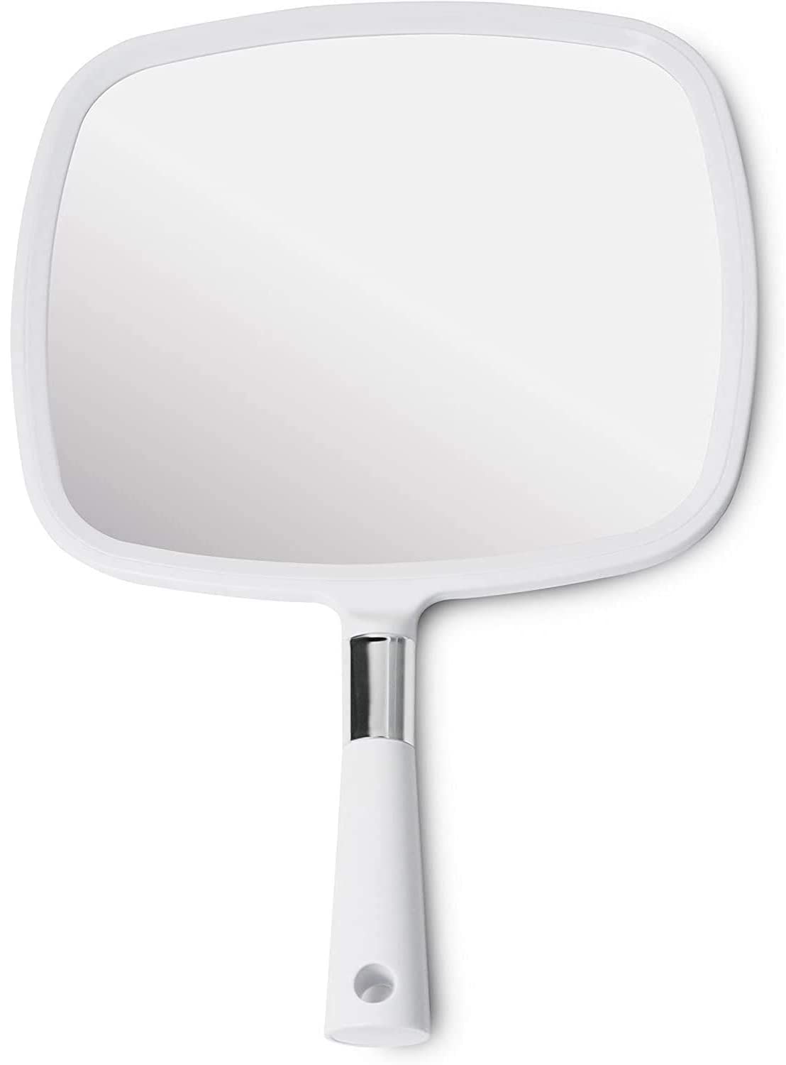 Large Hand Mirror with Comfy Handle (White)