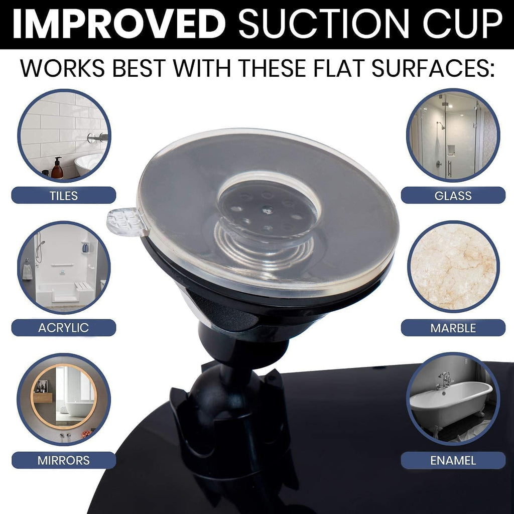 Round Fogless Shower Mirror with Dual Anti-Fog System, Suction Mount, and Razor Holder (Black) - MVCFH67B1X - Case Pack of 36