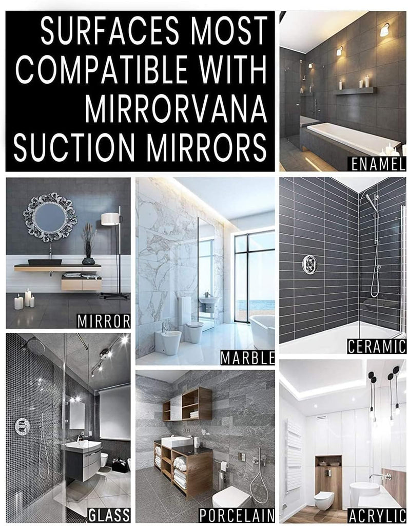 Round Fogless Shower Mirror with Dual Anti-Fog System, Suction Mount, and Razor Holder (Black)