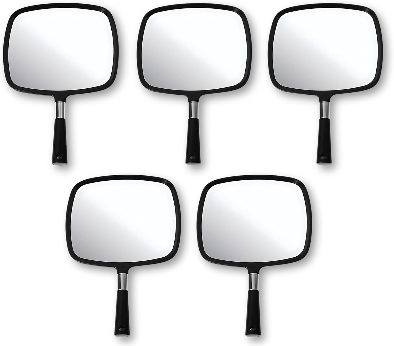 Large Hand Mirror with Comfy Handle, Pack of 5 (Black)