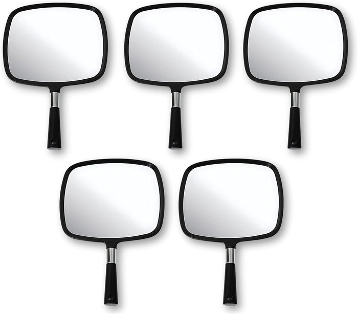 Large Hand Mirror with Comfy Handle, Pack of 5 (Black)