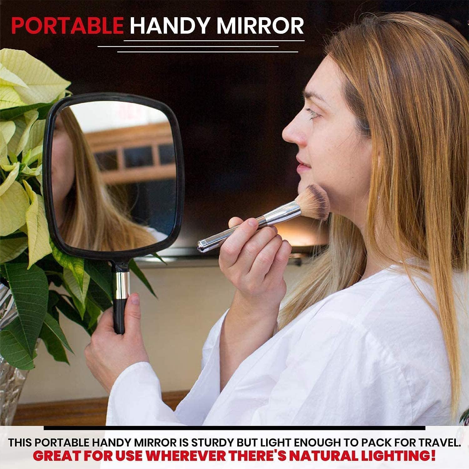Large Hand Mirror with Comfy Handle, Pack of 5 (Black)