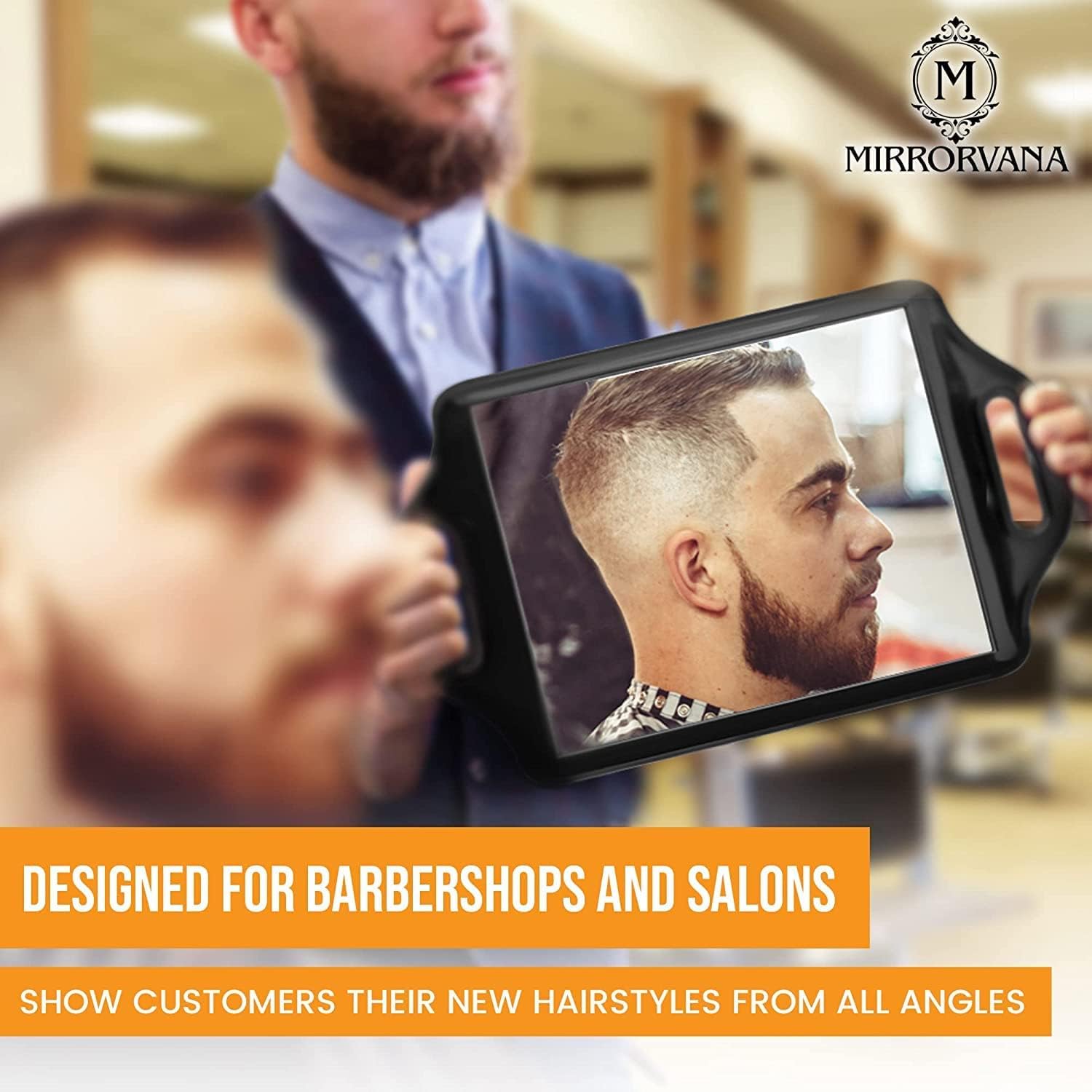 Extra-Large Barber Hand Mirror with Double Comfy Handles