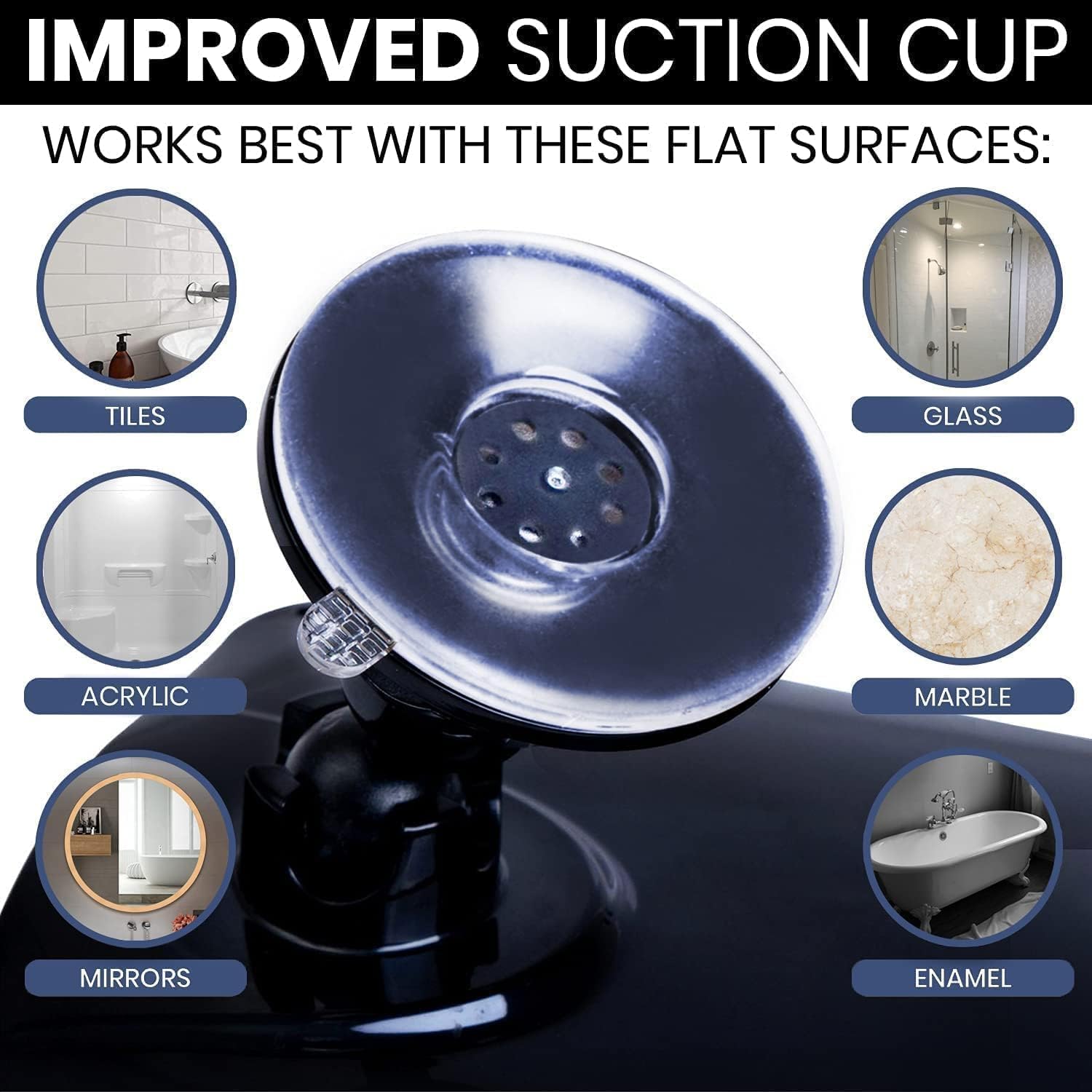 Fogless Shower Mirror with Dual Anti-Fog System and Suction Mount (Black)