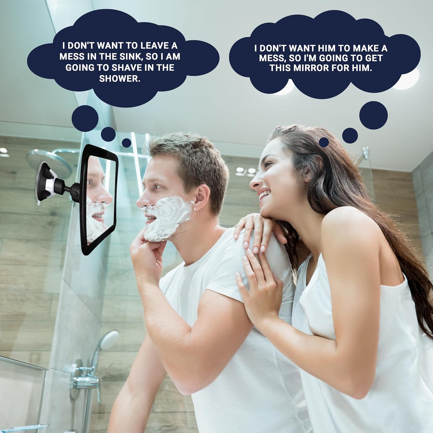 Fogless Shower Mirror for Shaving with Suction Mount (Black)