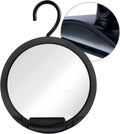 Round Hangable Fogless Shower Mirror with Dual Anti-Fog System and Razor Holder (Black)