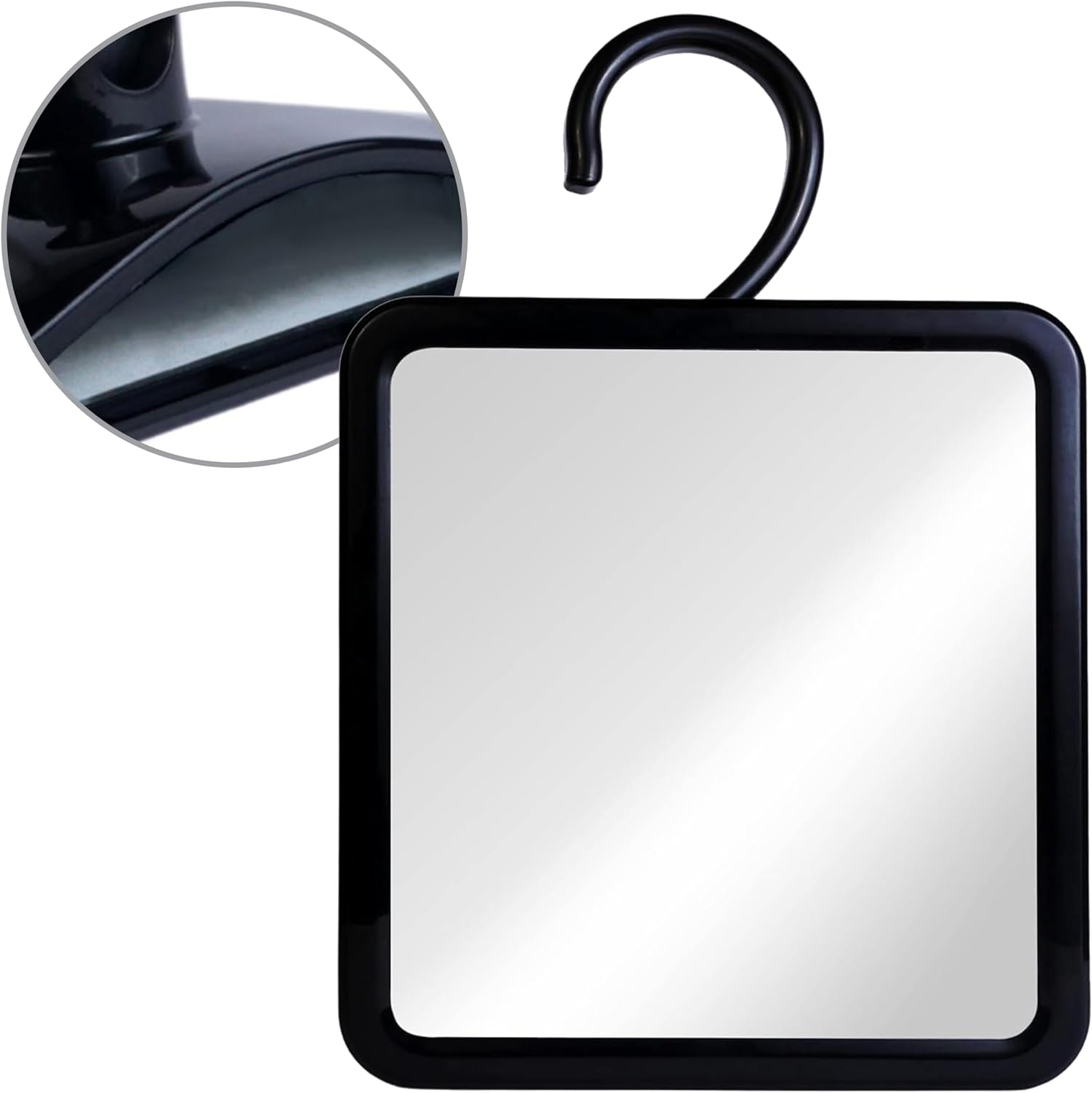 Hangable Fogless Shower Mirror with Dual Anti-Fog System (Black)