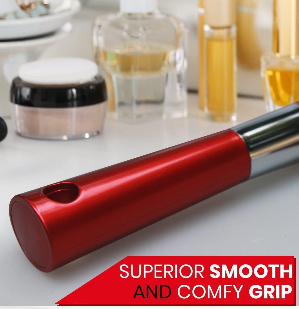 Large Hand Mirror with Comfy Handle (Red) - MVHH79RR1X - 28 Units Per Carton