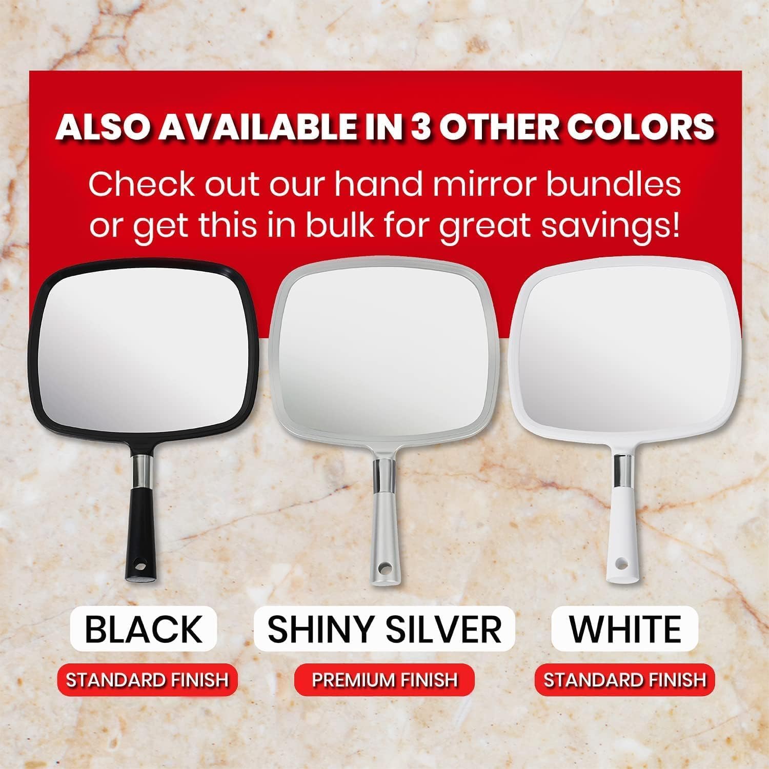 Large Hand Mirror with Comfy Handle (Red)