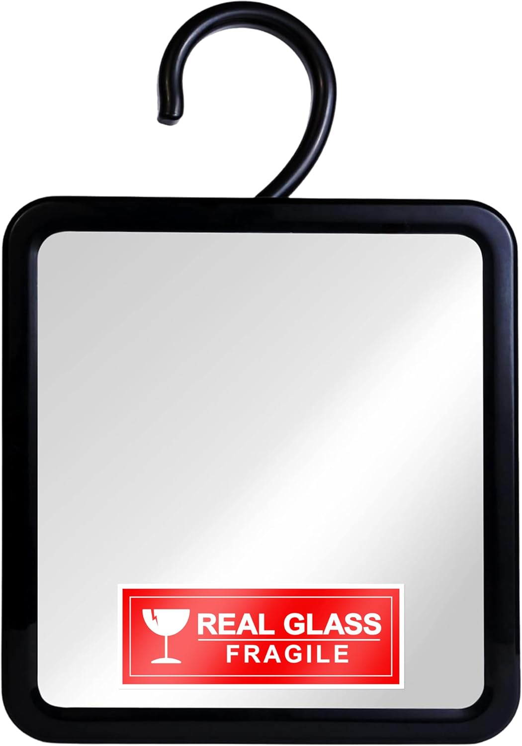 Hangable Fogless Shower Mirror with Real Glass Surface (Black)