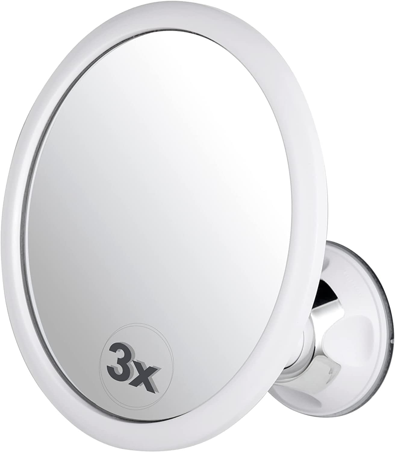 3X Magnifying Round Fogless Shower Mirror with Suction Mount (White) - MVCF67A3X - 36 Units Per Carton
