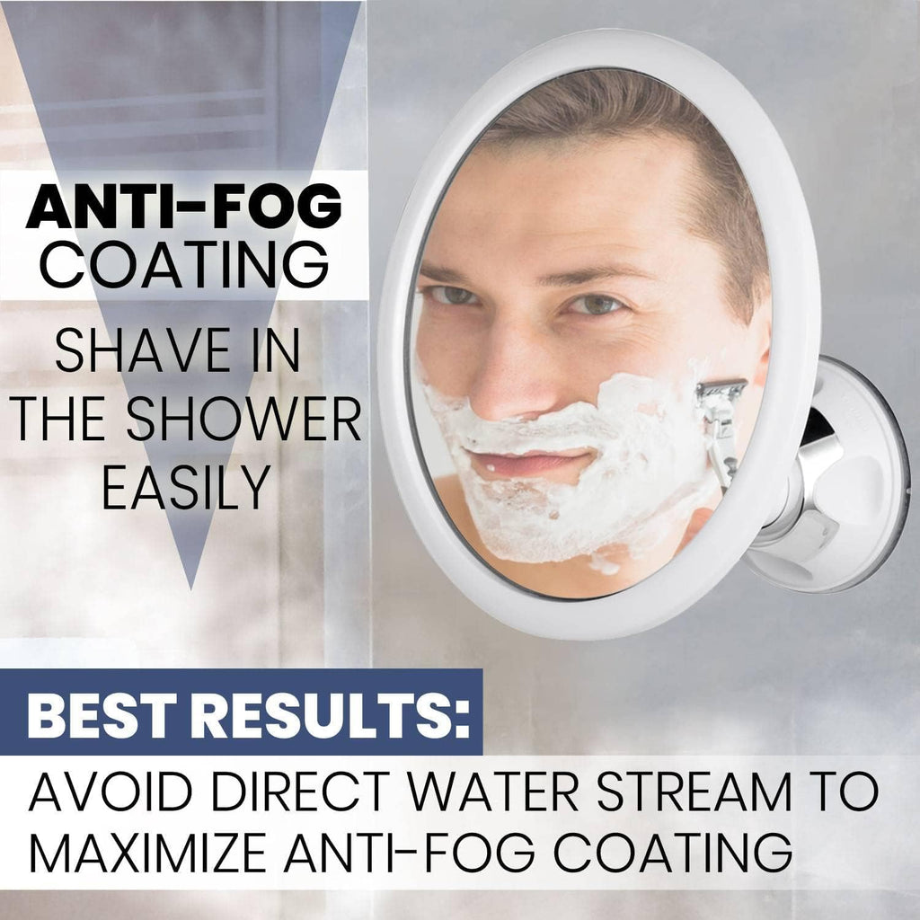 3X Magnifying Round Fogless Shower Mirror with Suction Mount (White) - MVCF67A3X - Case Pack of 36