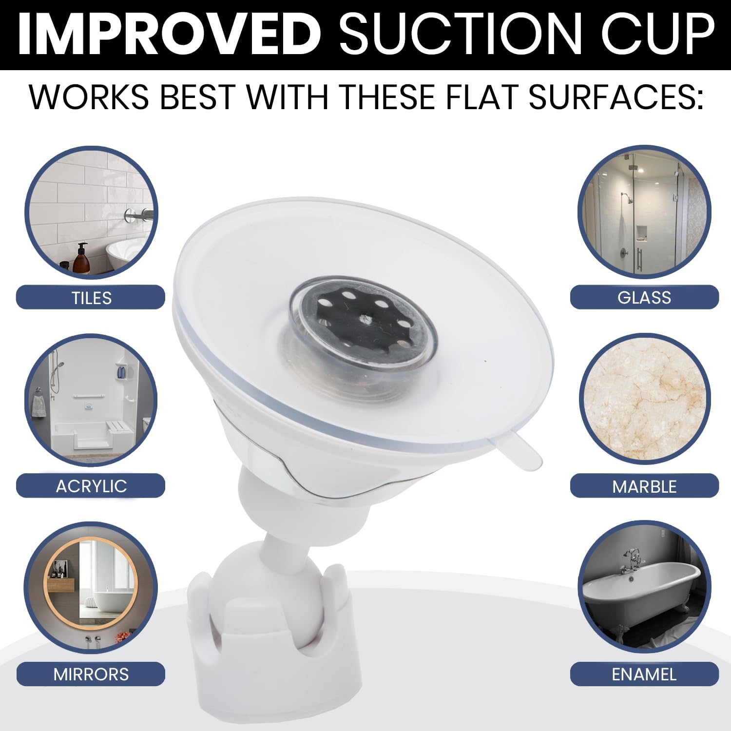 3X Magnifying Round Fogless Shower Mirror with Suction Mount (White)