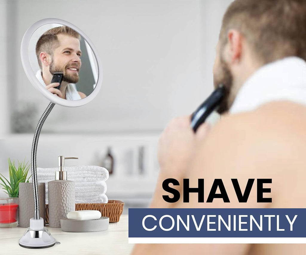 Round Fogless Shower Mirror with 360° Flexible Gooseneck (White) - MVCFGNA1X - Case Pack of 36