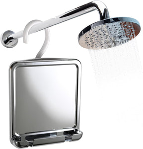 Hangable Fogless Shower Mirror with Real Glass Surface and Razor Holder (Chrome)
